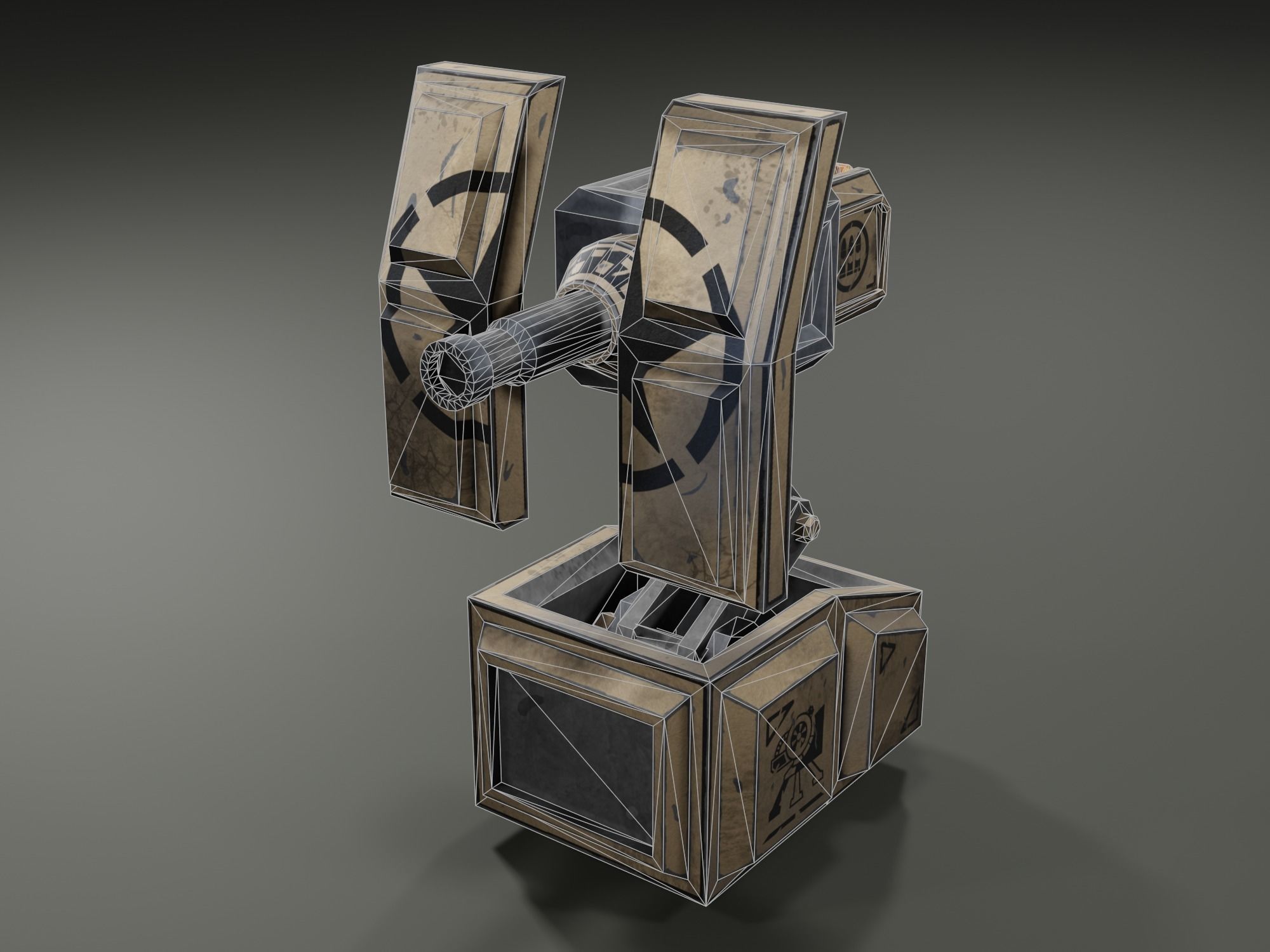 Foldable turret Low-poly 3D model_2
