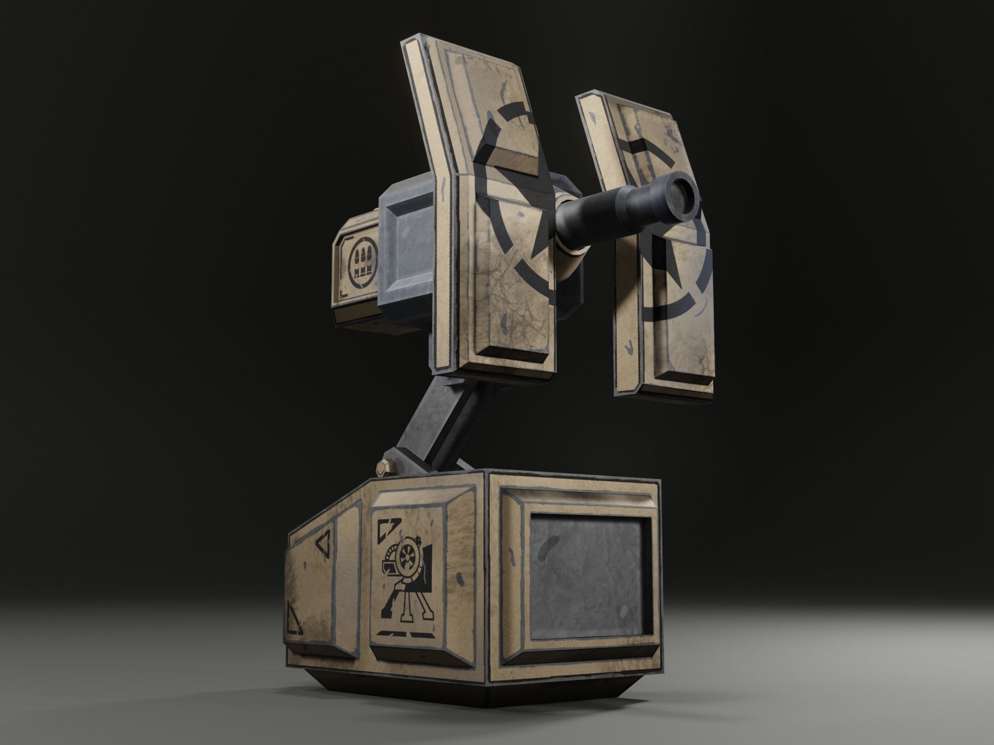 Foldable turret Low-poly 3D model_7