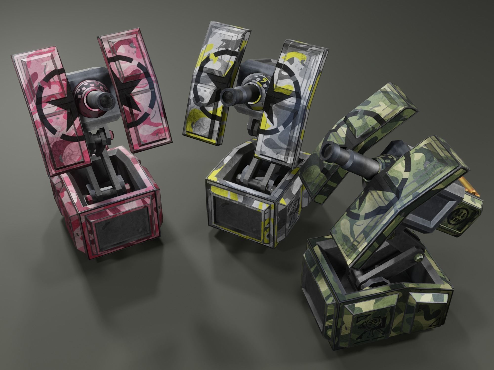 Foldable turret Low-poly 3D model_16