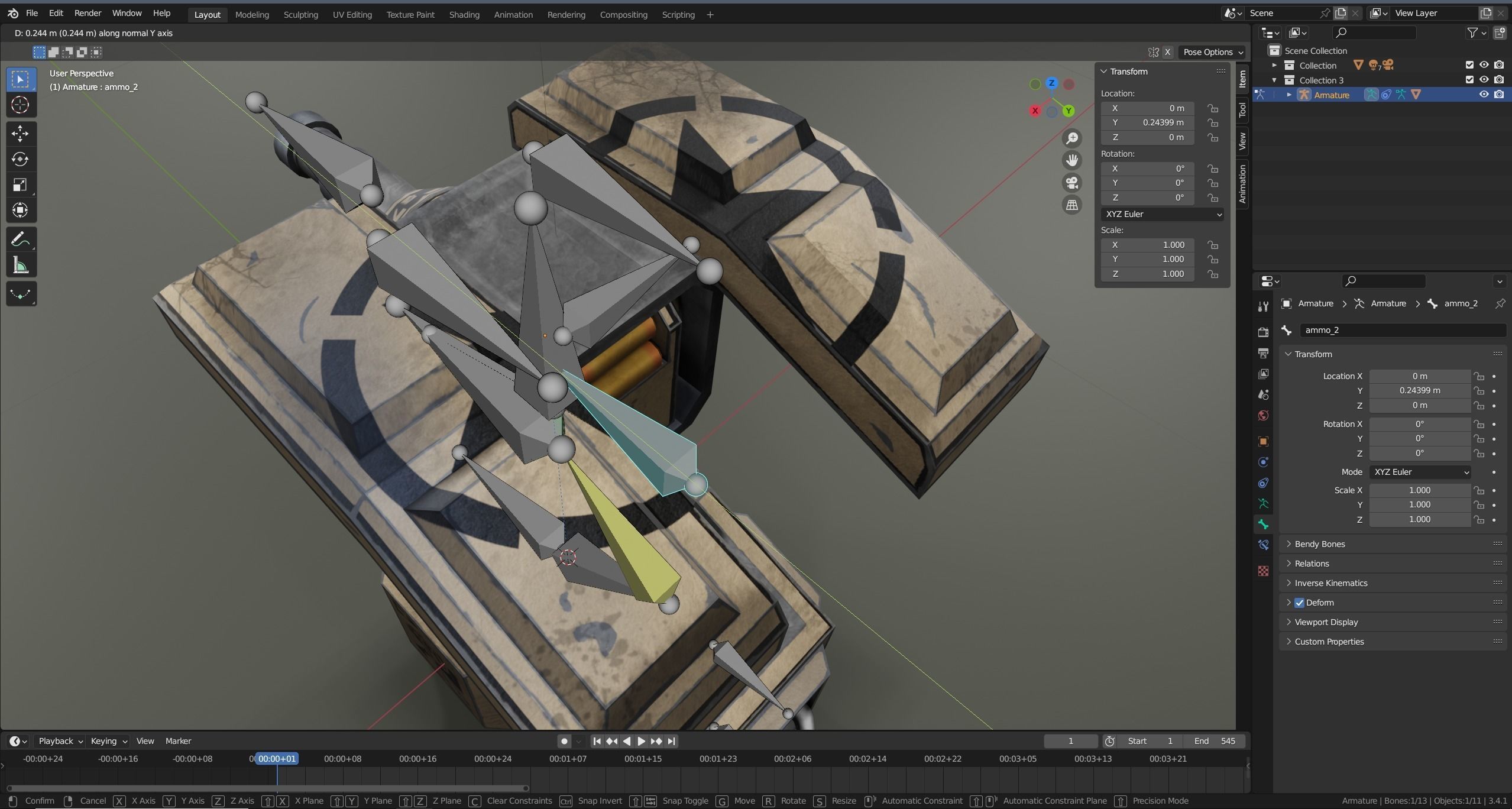 Foldable turret Low-poly 3D model_22