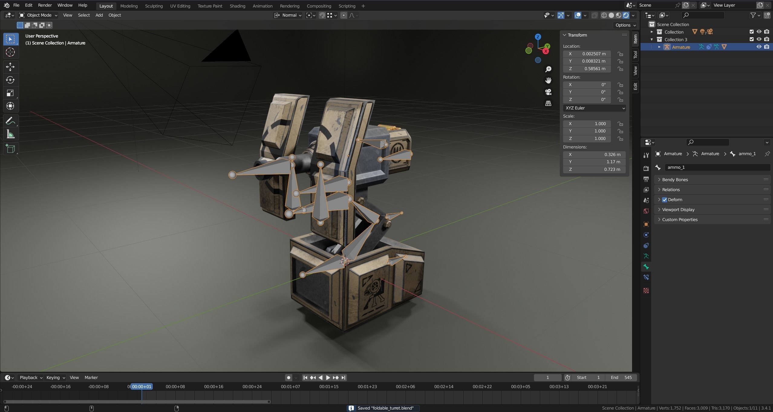 Foldable turret Low-poly 3D model_18