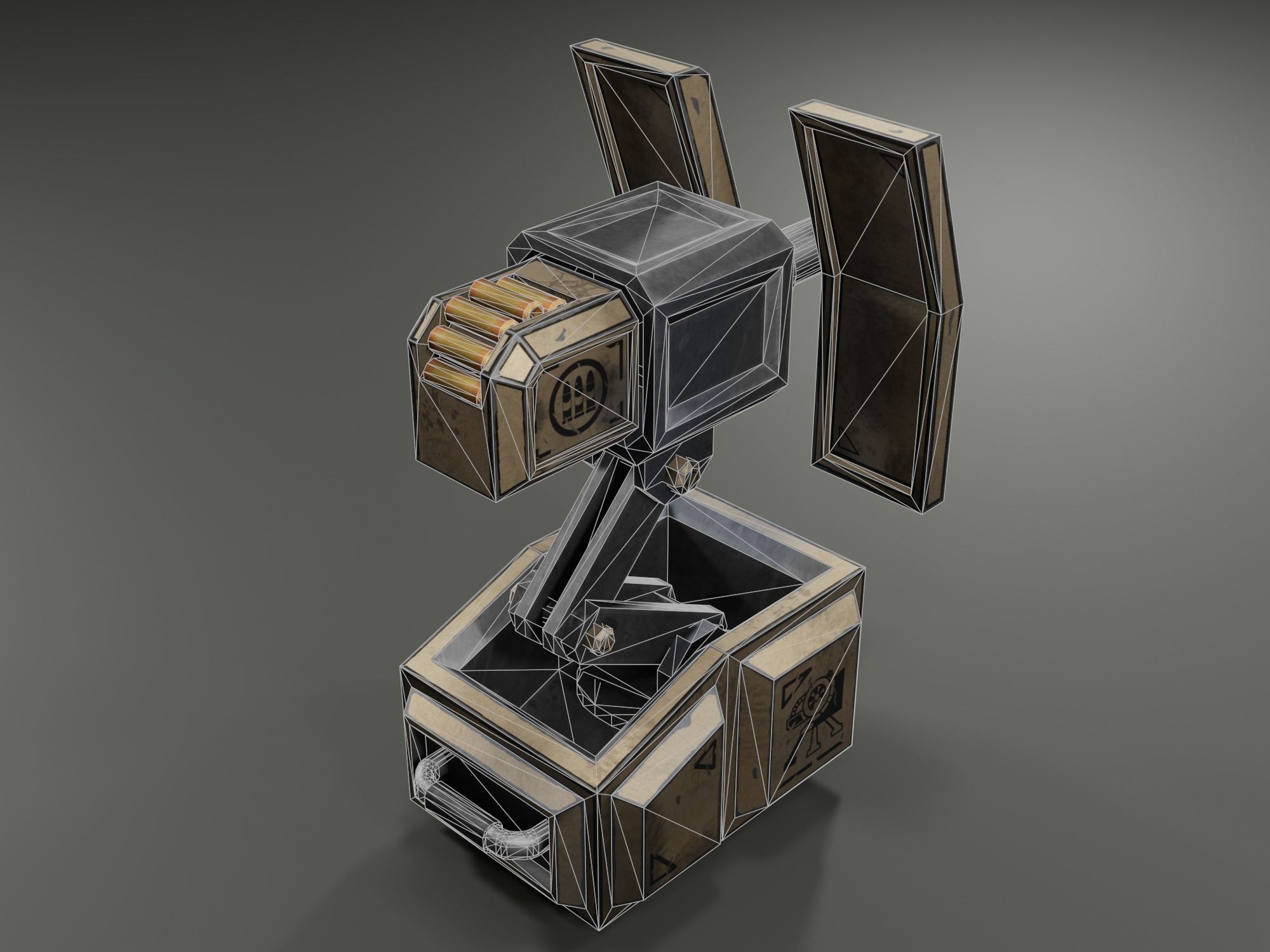 Foldable turret Low-poly 3D model_4