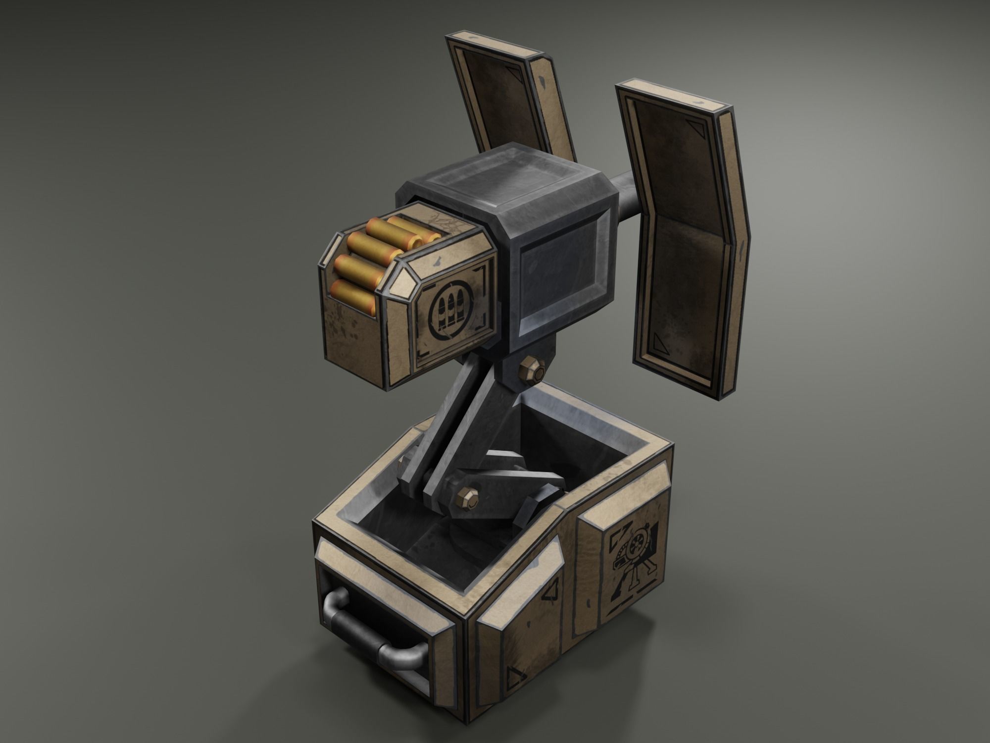 Foldable turret Low-poly 3D model_3