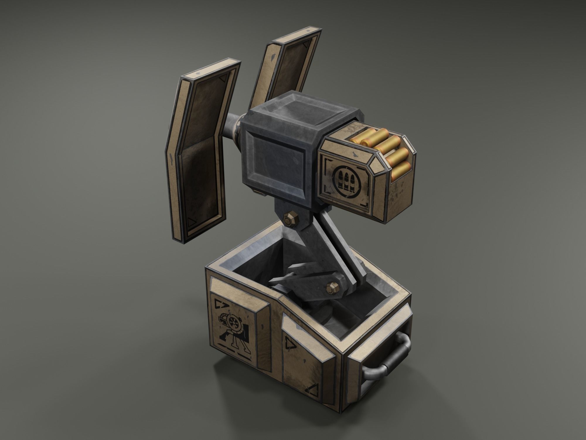 Foldable turret Low-poly 3D model_5