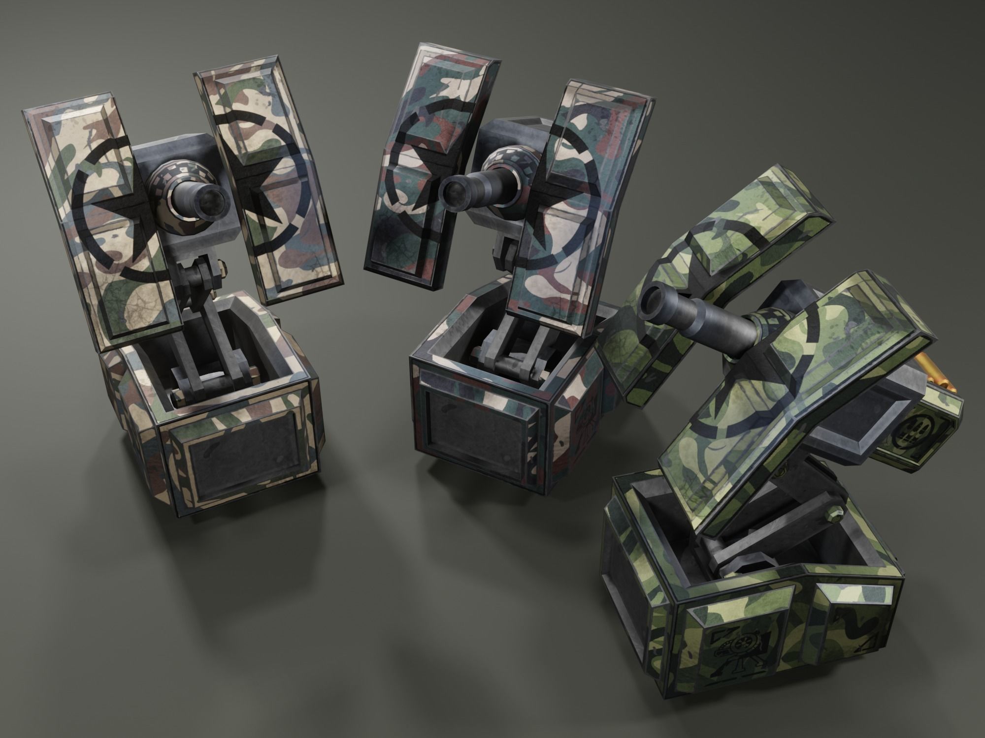 Foldable turret Low-poly 3D model_17