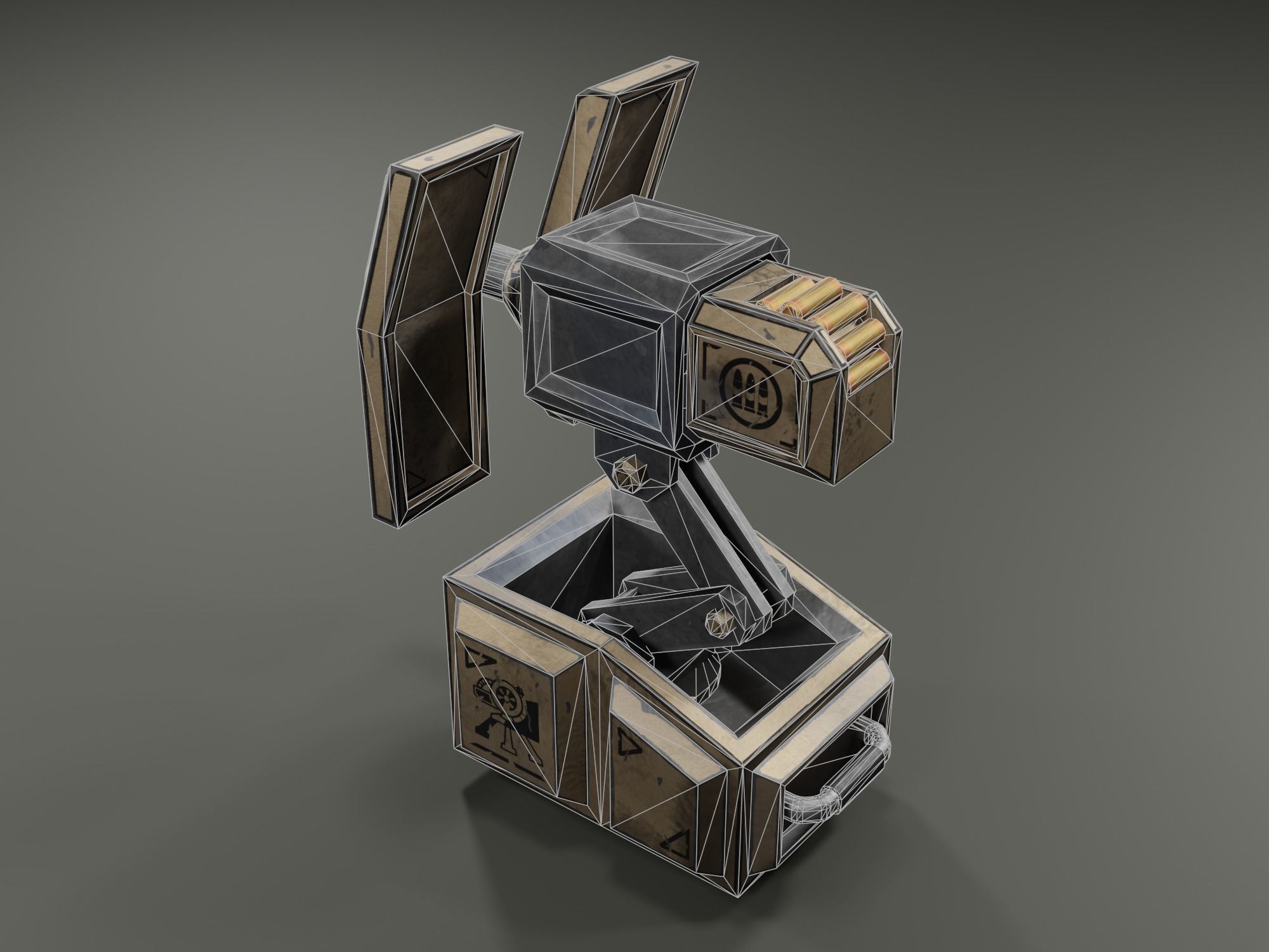 Foldable turret Low-poly 3D model_6