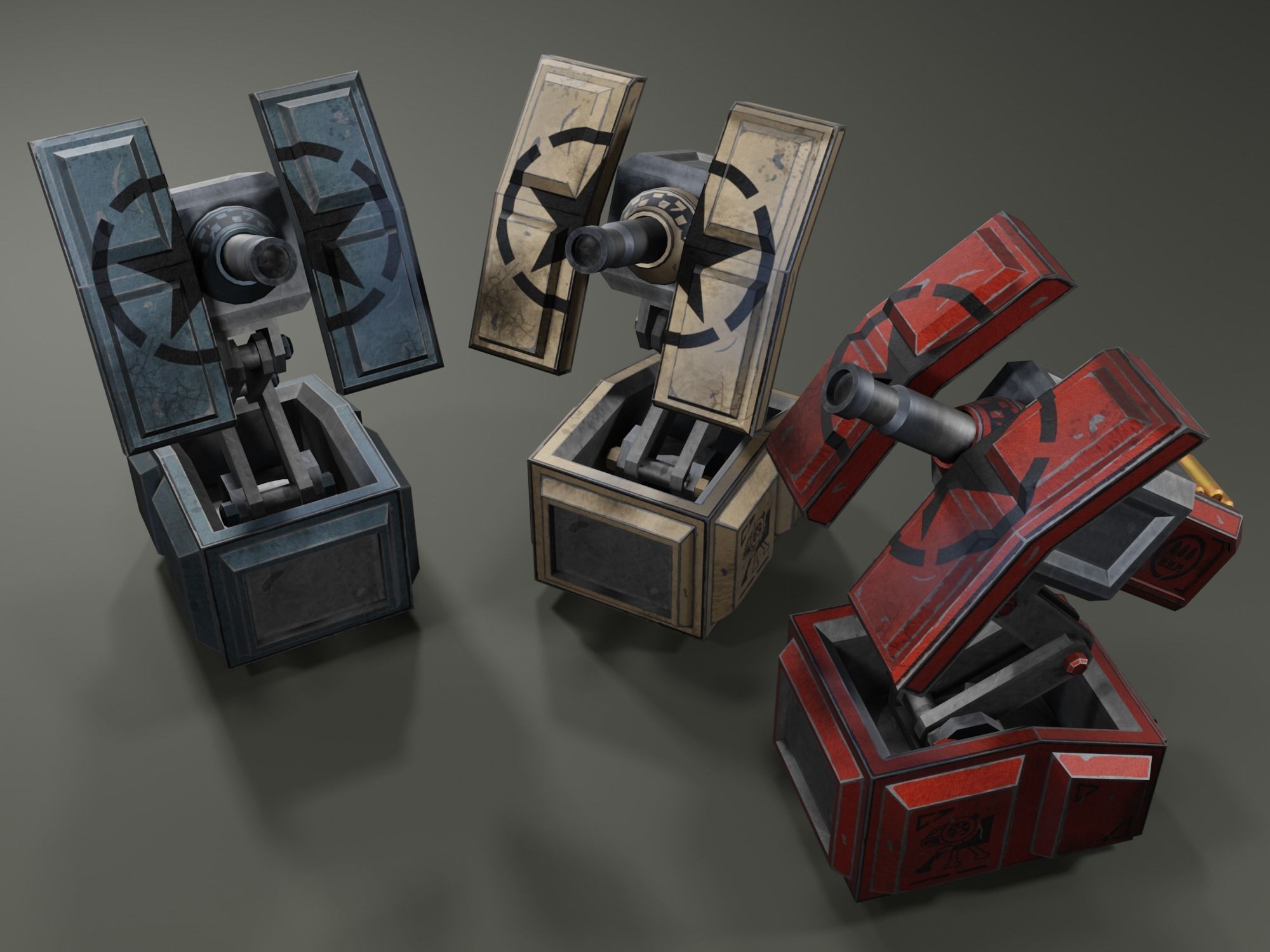 Foldable turret Low-poly 3D model_12