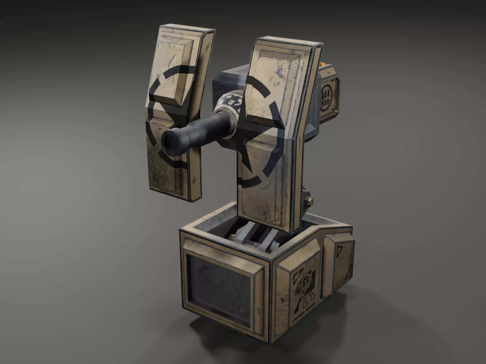 Foldable turret Low-poly 3D model_0