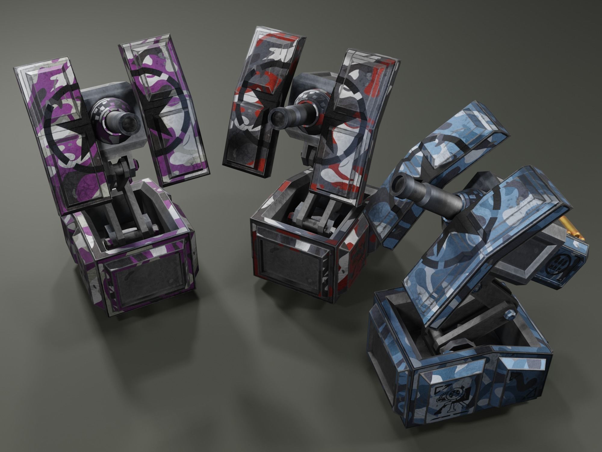 Foldable turret Low-poly 3D model_15