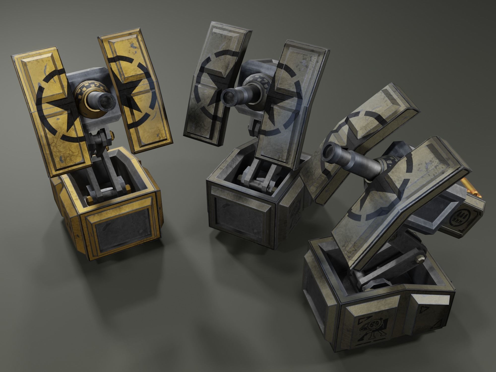 Foldable turret Low-poly 3D model_13