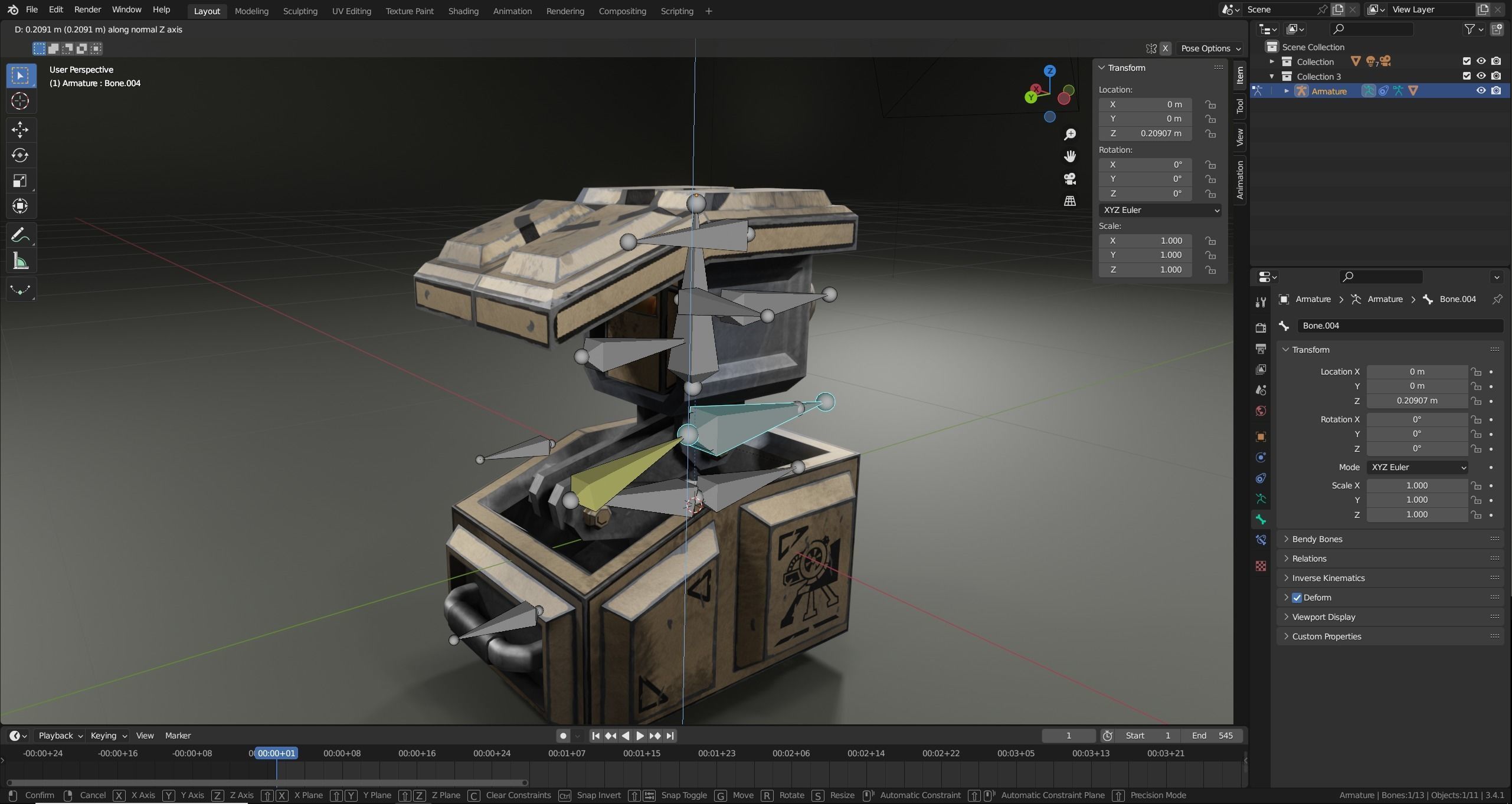Foldable turret Low-poly 3D model_24