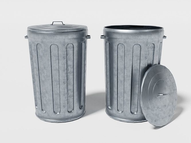 Street trash can Low-poly 3D model