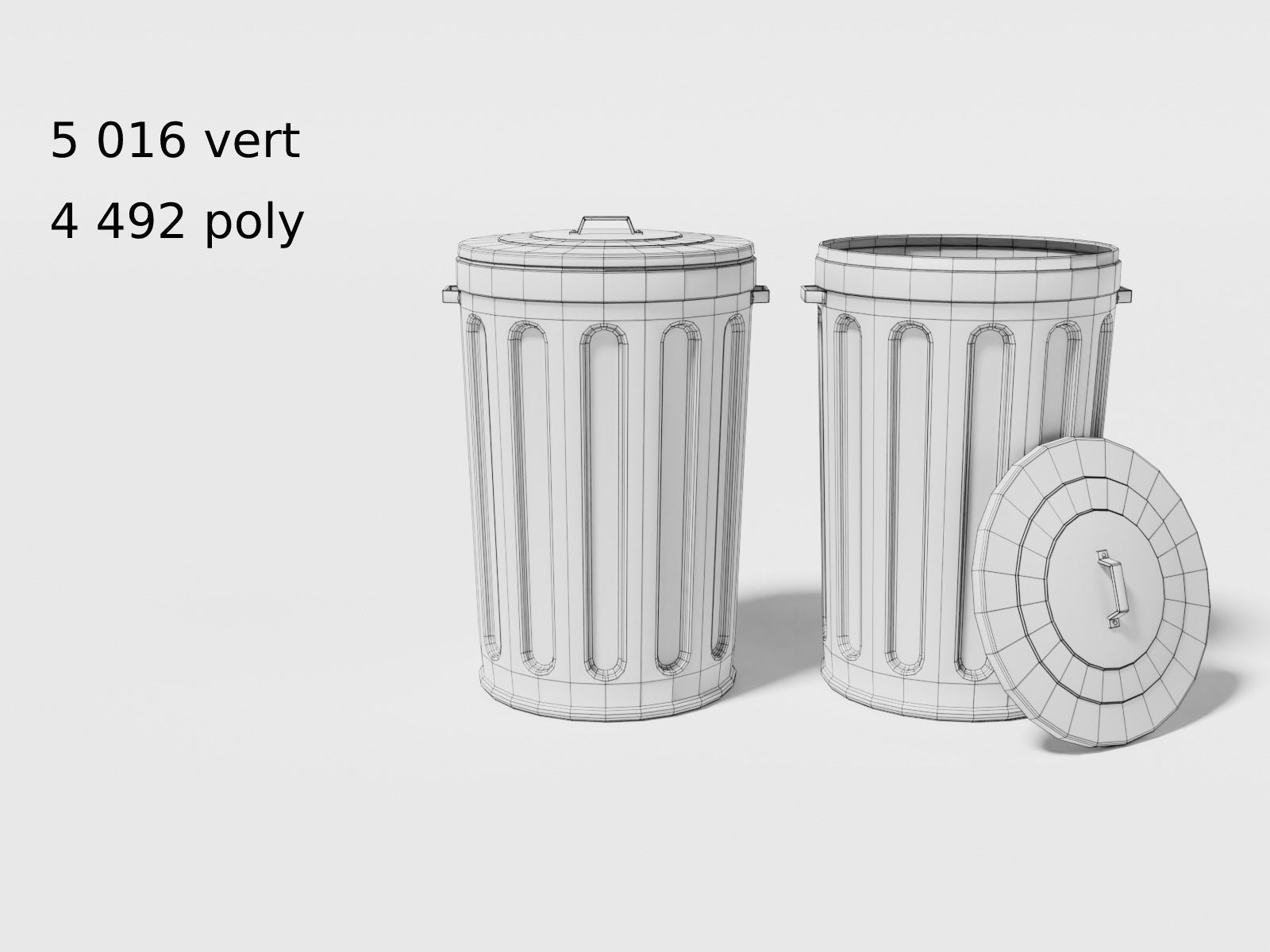 Street trash can Low-poly 3D model_6