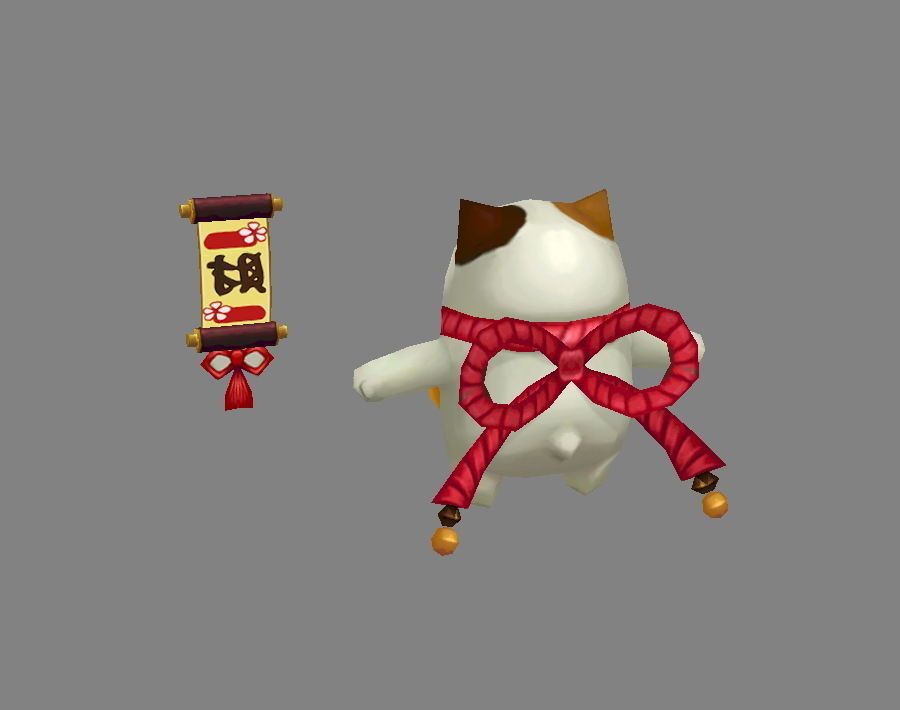 Cartoon Lucky cat Low-poly 3D model_2