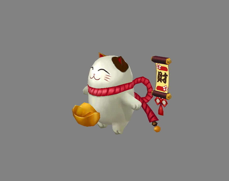Cartoon Lucky cat Low-poly 3D model_1