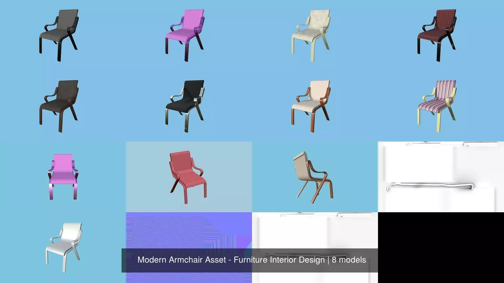 Modern Armchair Asset - Furniture Interior Design 3D Model Collection_1