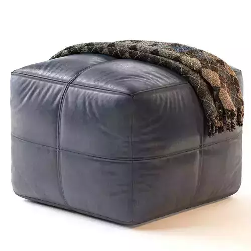 Leather Blue Pouf 3D model