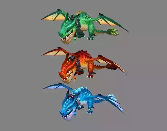 Cartoon Fire Dragon - Poisonous Dragon - Ice Dragon