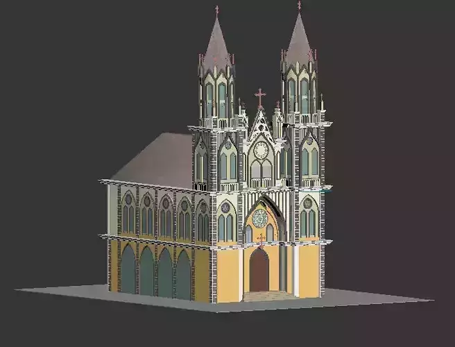 Realistic low poly Cathedral St Elizabeths