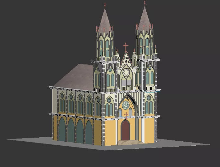 Realistic low poly Cathedral St Elizabeths Low-poly 3D model