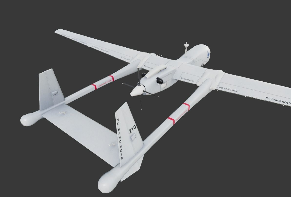 Heron TP UAV Low-poly Low-poly 3D model_3