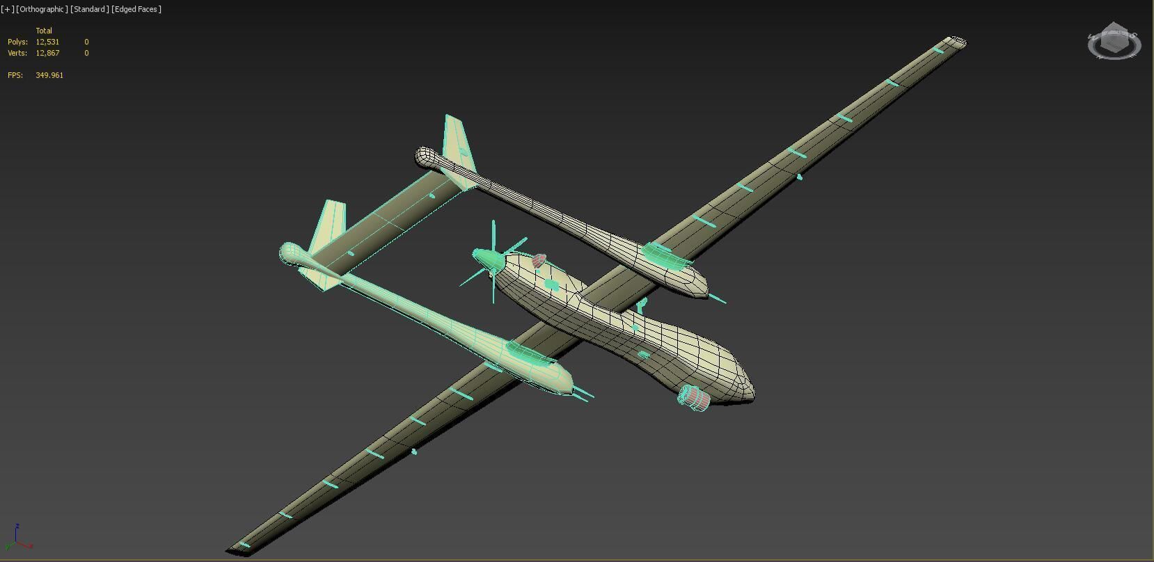 Heron TP UAV Low-poly Low-poly 3D model_7