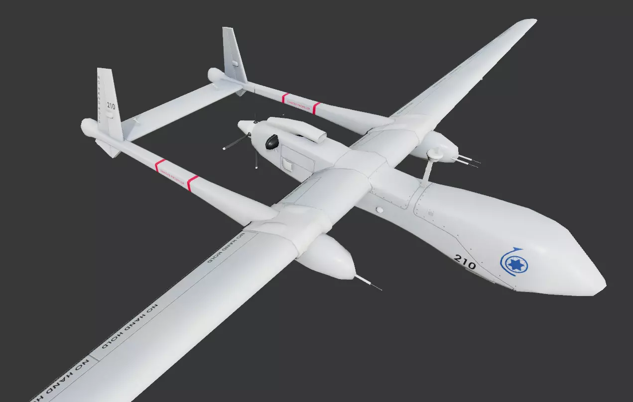 Heron TP UAV Low-poly Low-poly 3D model_0