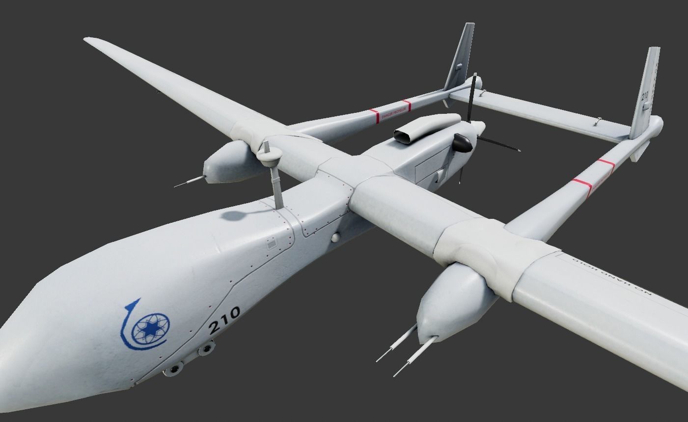 Heron TP UAV Low-poly Low-poly 3D model_1