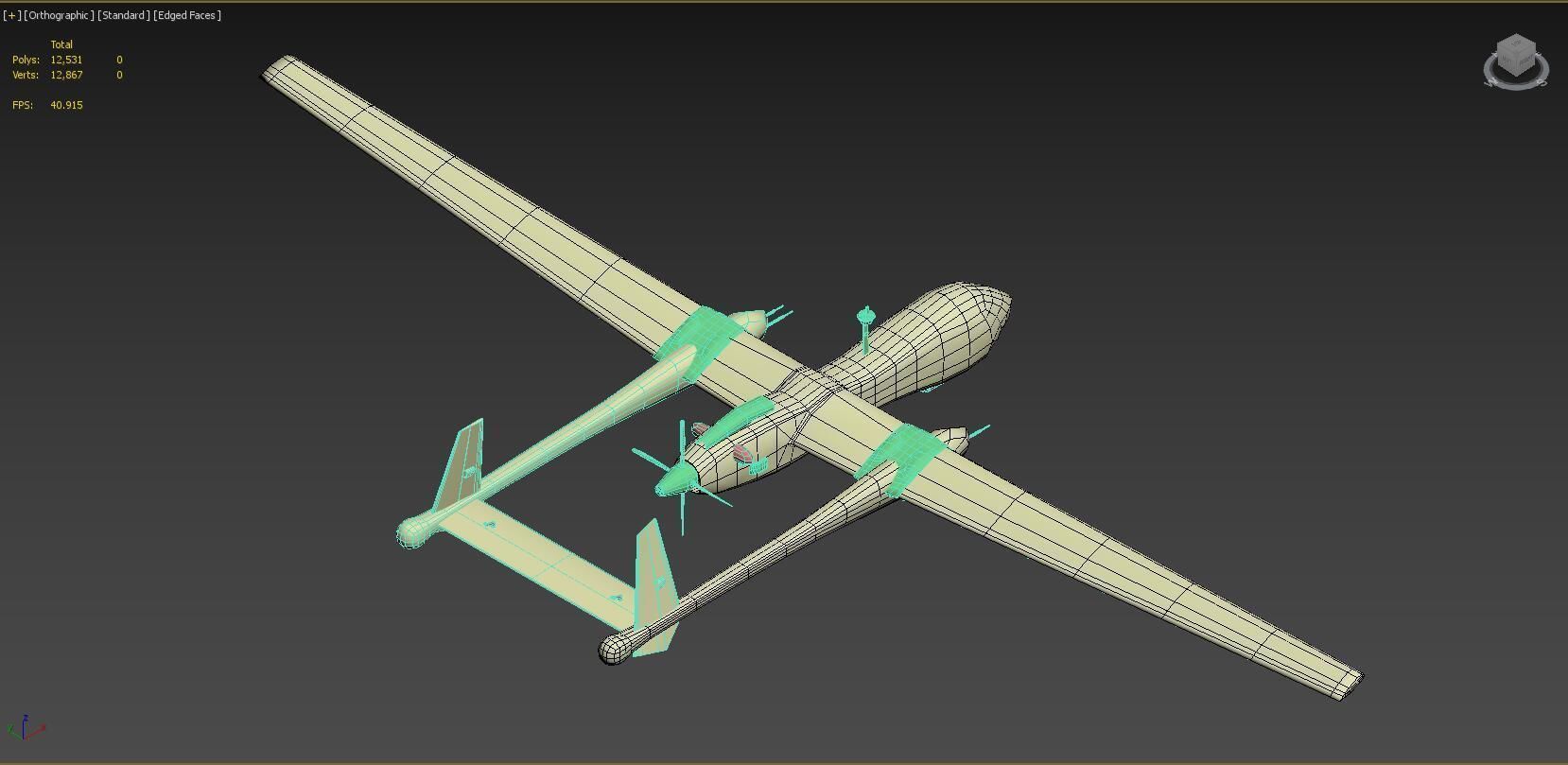 Heron TP UAV Low-poly Low-poly 3D model_5