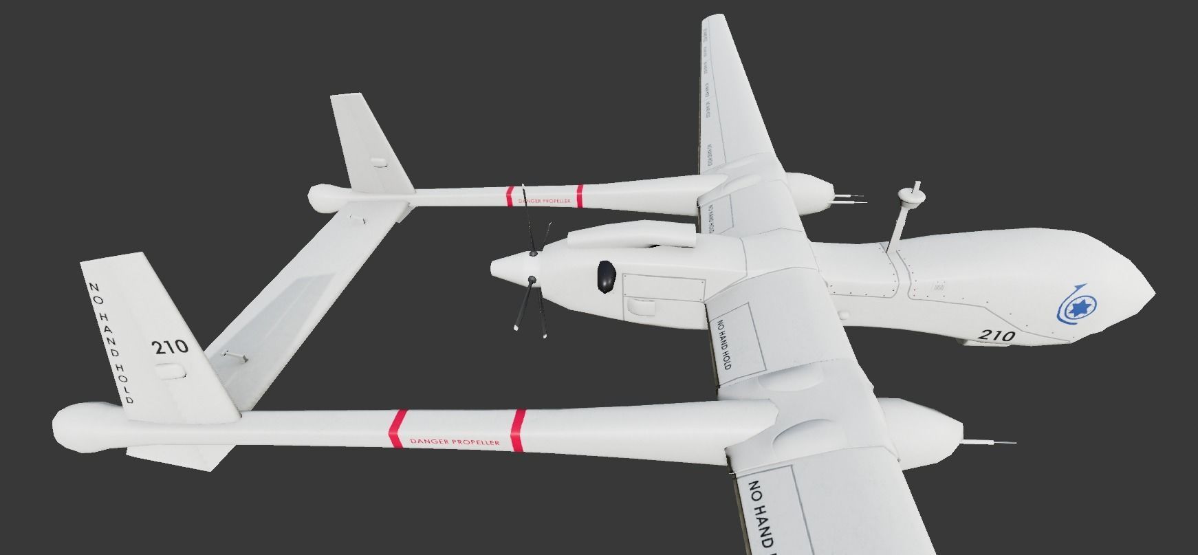 Heron TP UAV Low-poly Low-poly 3D model_4