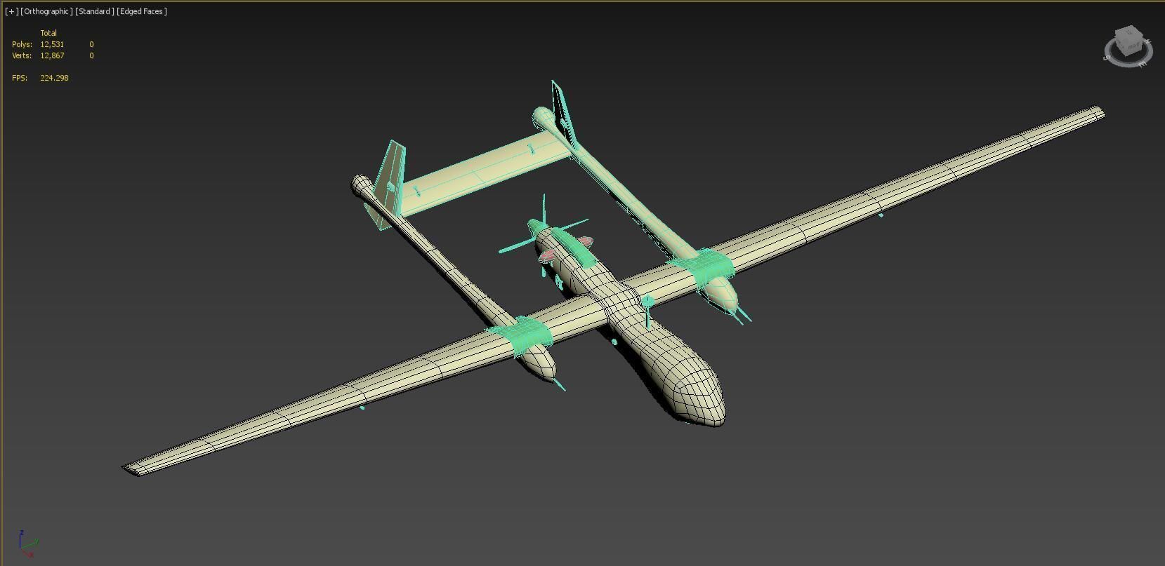 Heron TP UAV Low-poly Low-poly 3D model_6