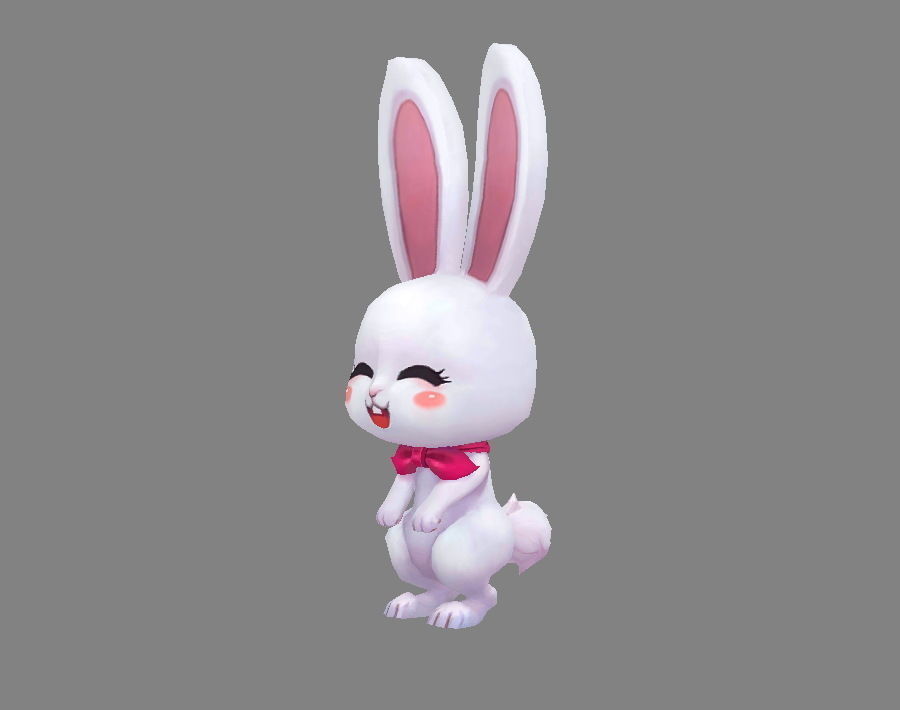 Cartoon little white rabbit Low-poly 3D model_1