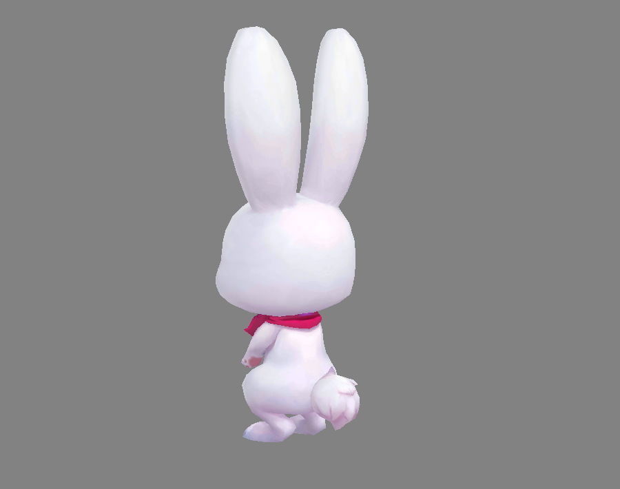 Cartoon little white rabbit Low-poly 3D model_2