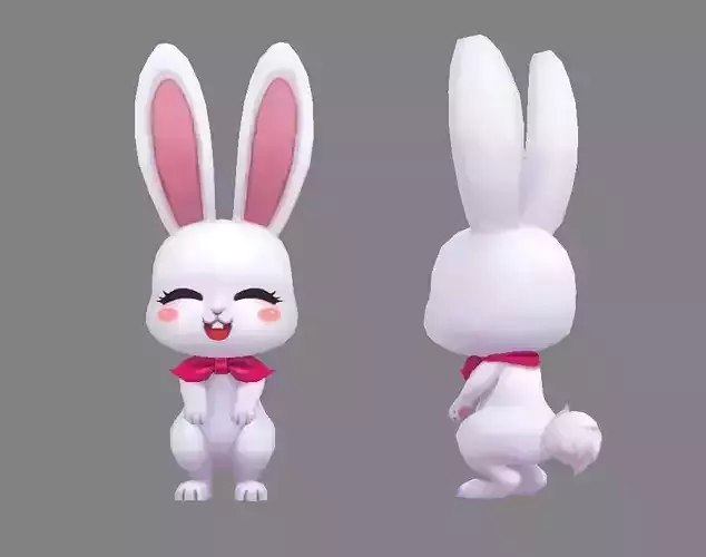 Cartoon little white rabbit