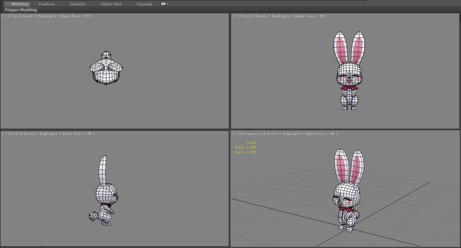 Cartoon little white rabbit Low-poly 3D model_6