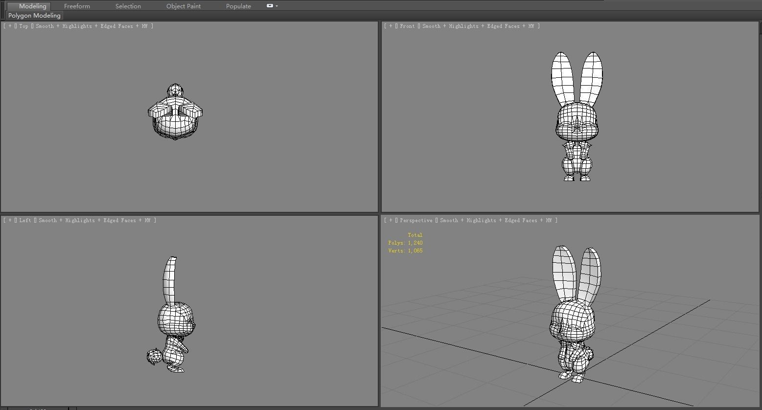 Cartoon little white rabbit Low-poly 3D model_7