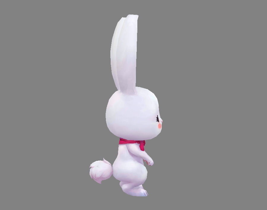 Cartoon little white rabbit Low-poly 3D model_3