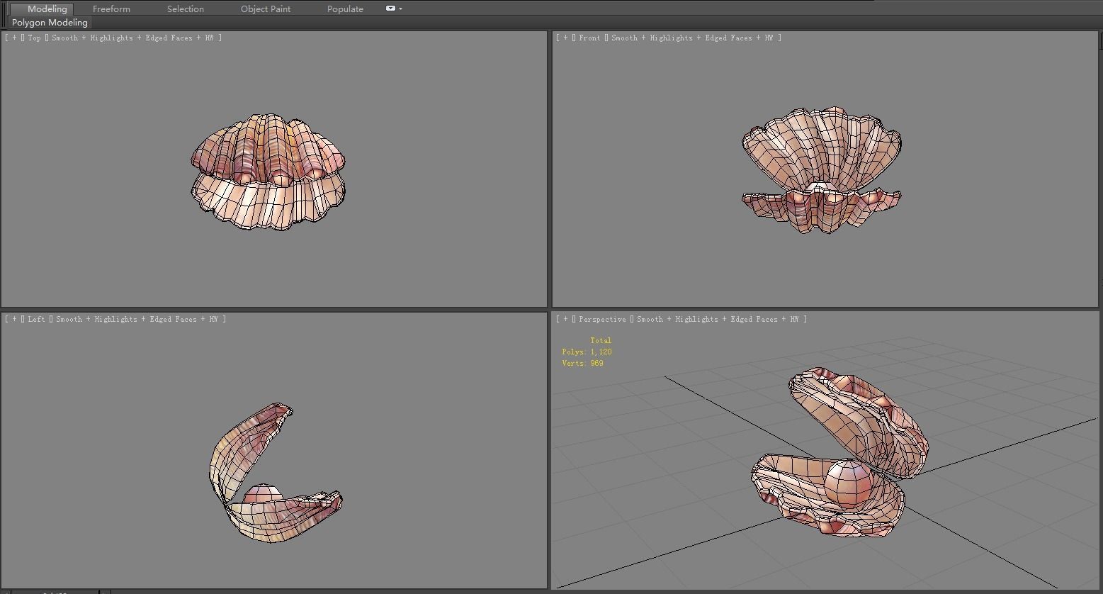 Pearls and shells - mussels Low-poly 3D model_5