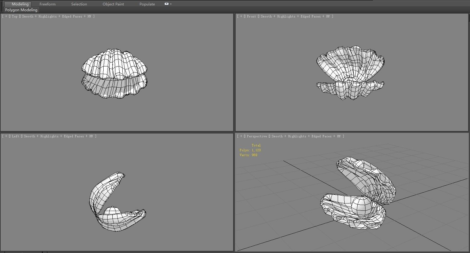 Pearls and shells - mussels Low-poly 3D model_6
