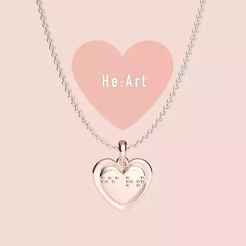 Double-Sided Heart Pendant with braille font