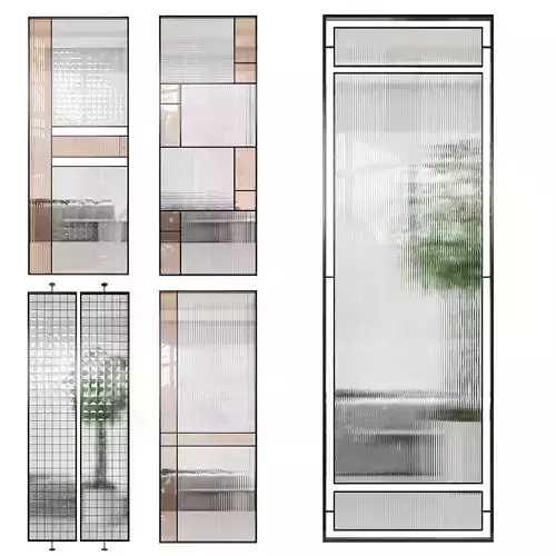 Partition 5 room with two glass doors and plant