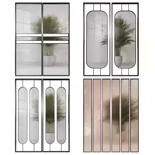 Partition 6 two mirrors with plant in middle