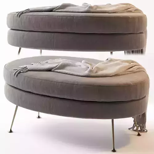Pietro Mid-century Oval Ottoman 3D model