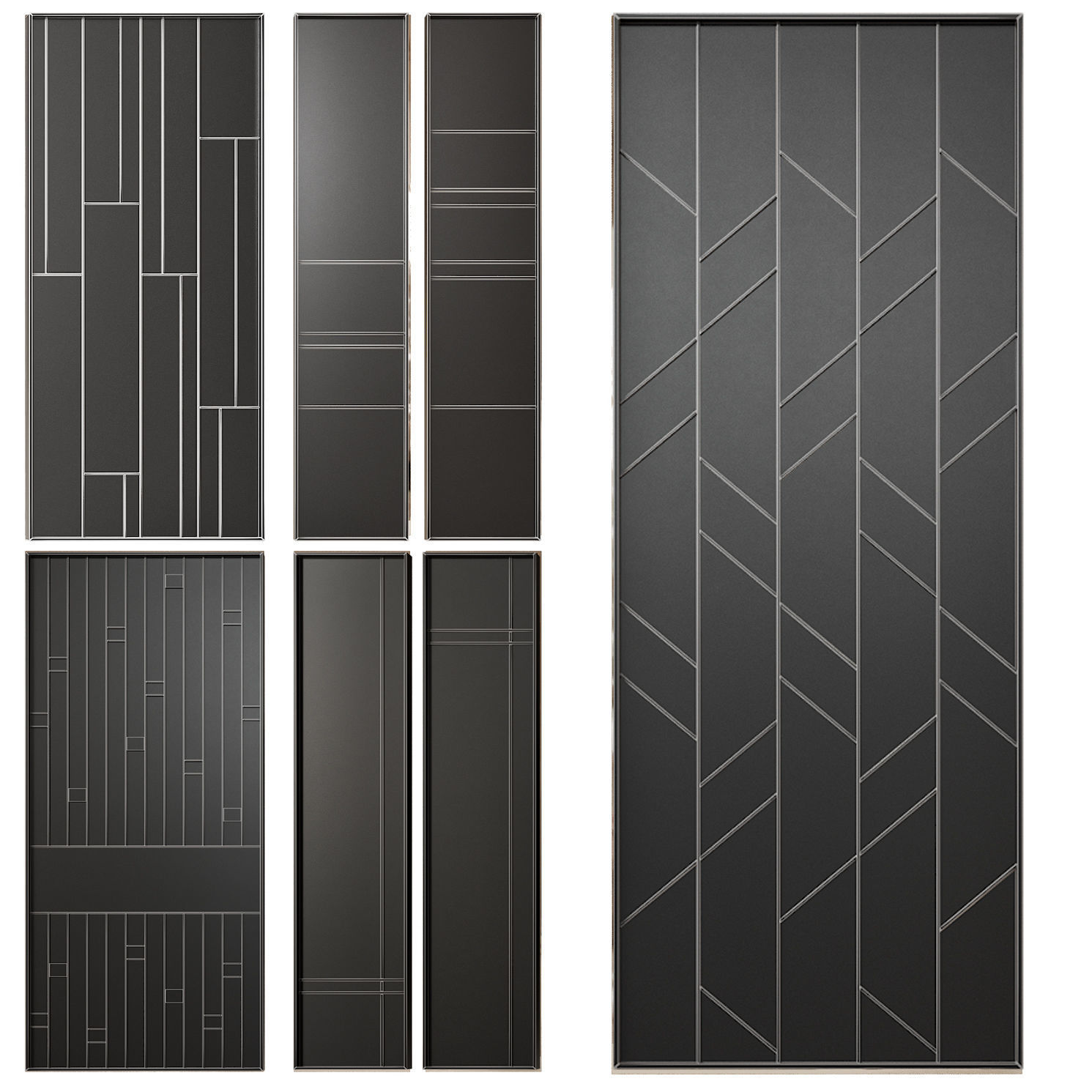 Partition 8 four mirrors with geometric pattern in gold and s... 3D model_3