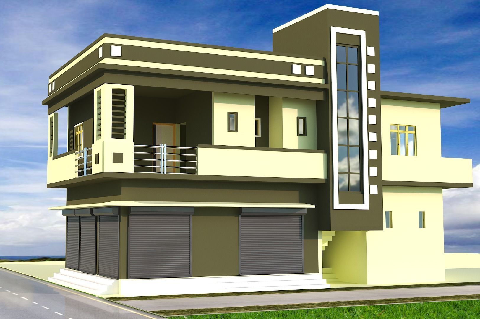 3d elevation residential 3D model_2
