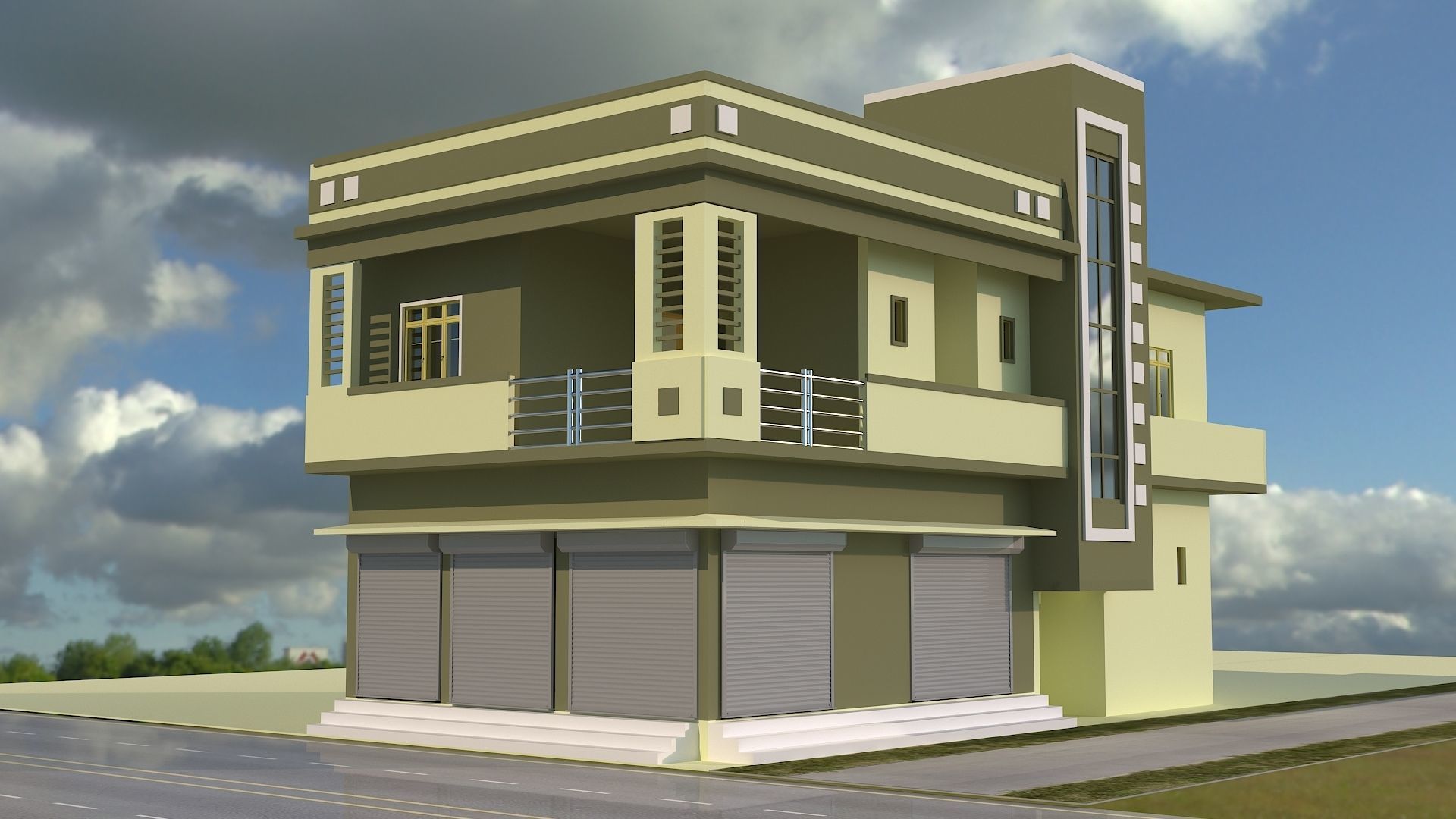 3d elevation residential 3D model_1