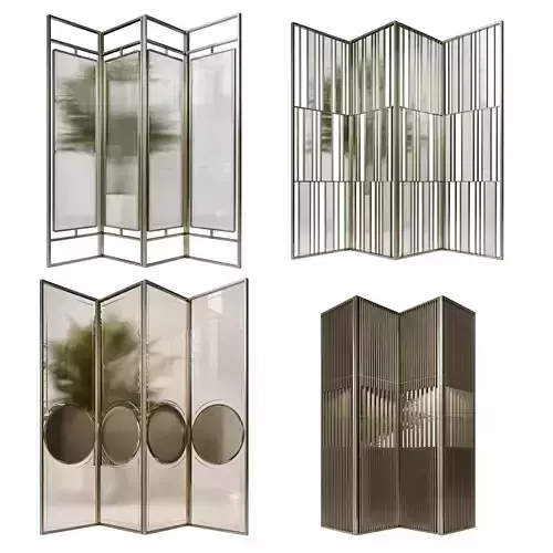 Partition 9 room divider with four glass panels