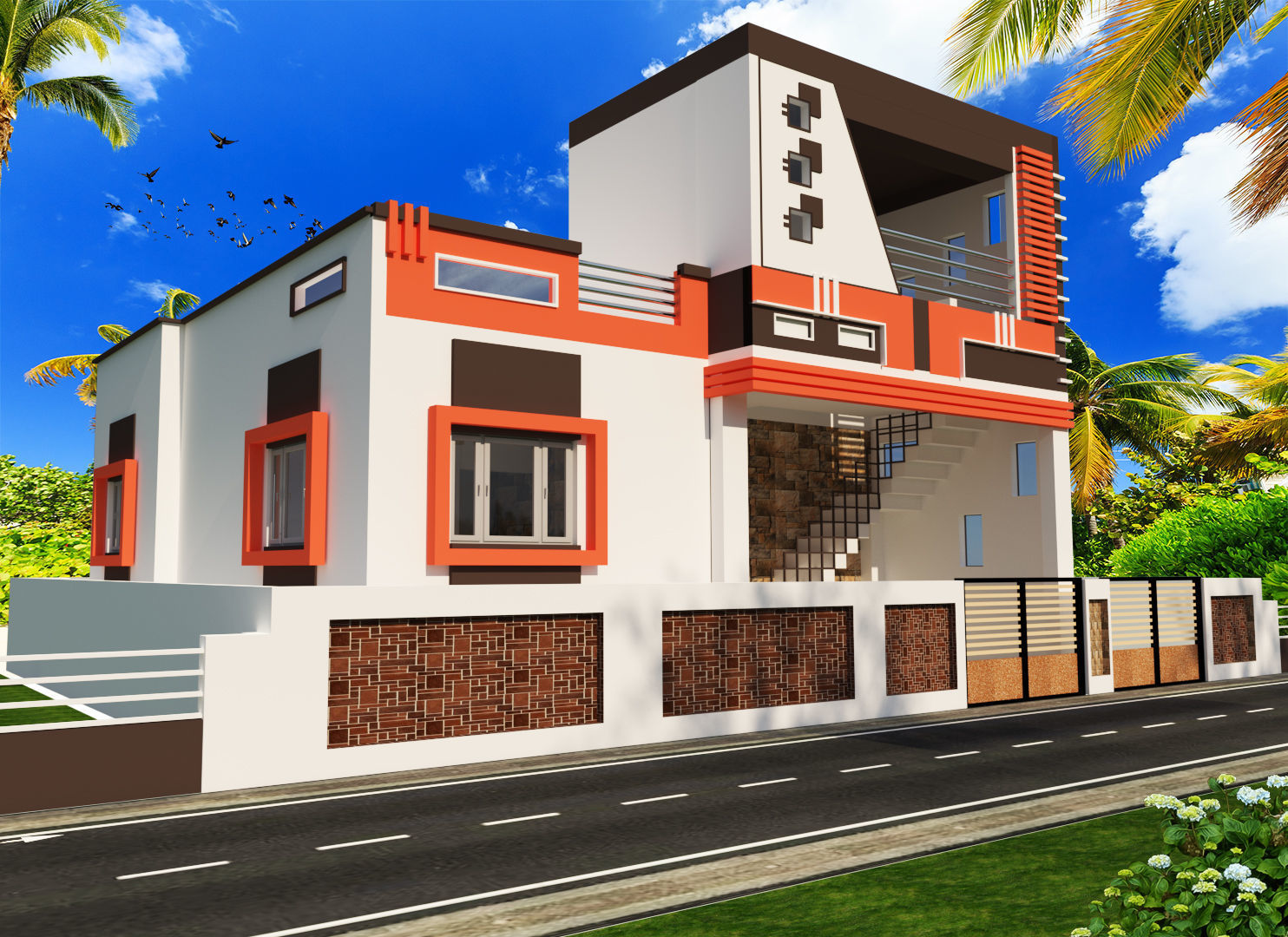 3d elevation residential 3D model_1