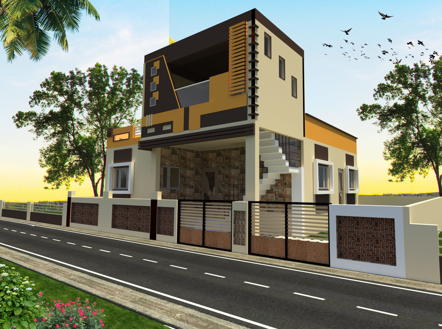 3d elevation residential 3D model_2