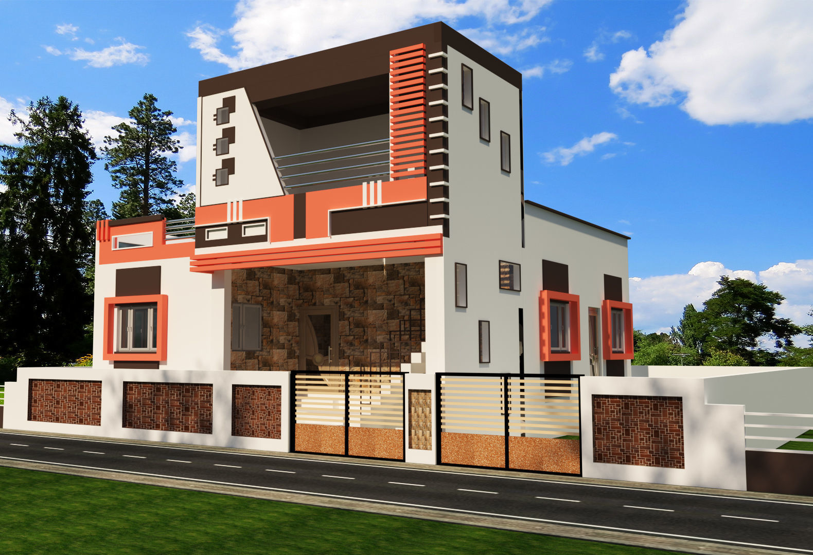 3d elevation residential 3D model_5